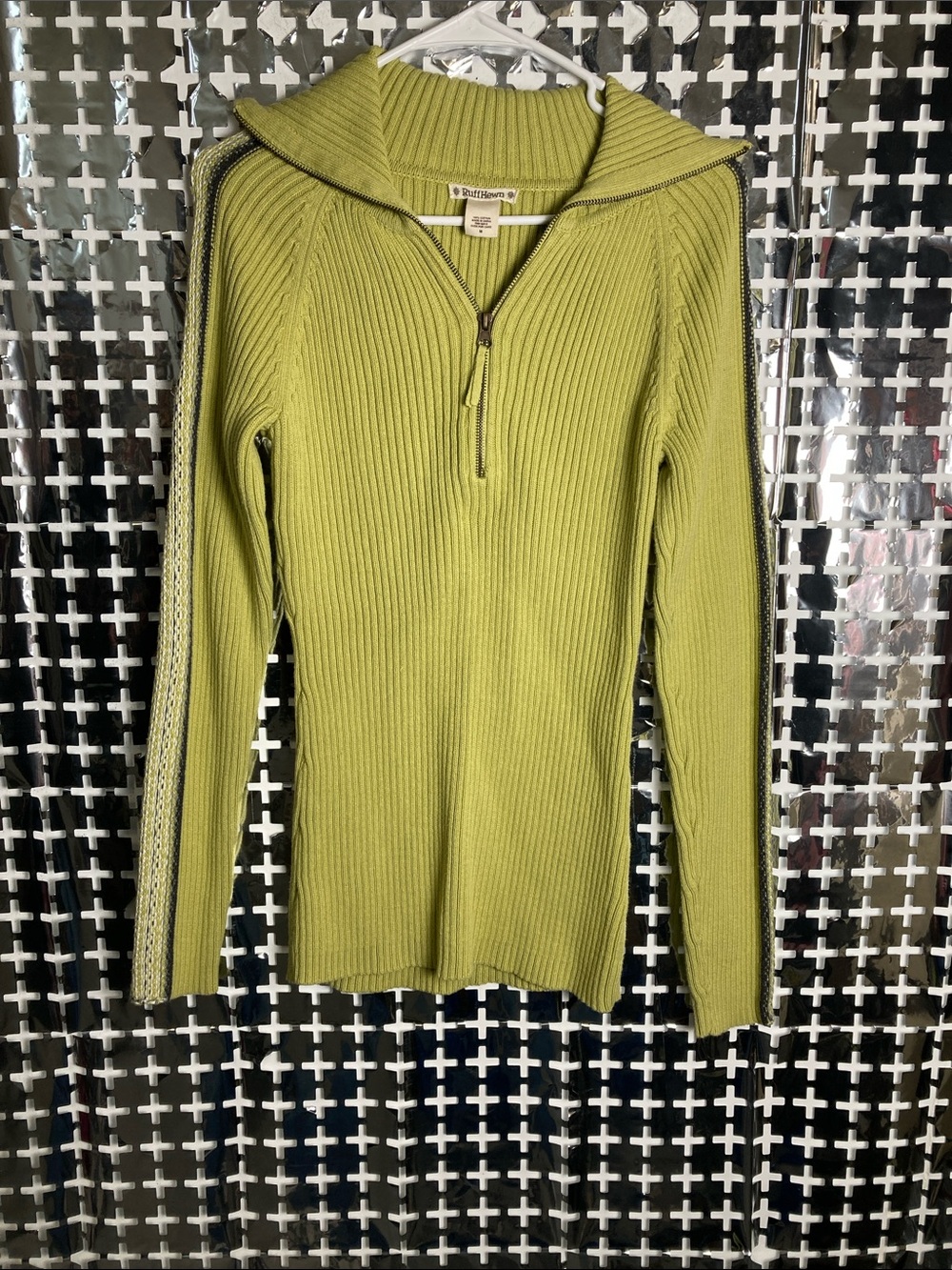 Ruff Hewn Olive Ribbed Half-Zip Pullover